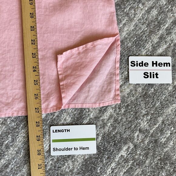 Chadwick's Button-Up Top Women Size 16 Pink 100% Linen Long Sleeve Pocket - Picture 10 of 12